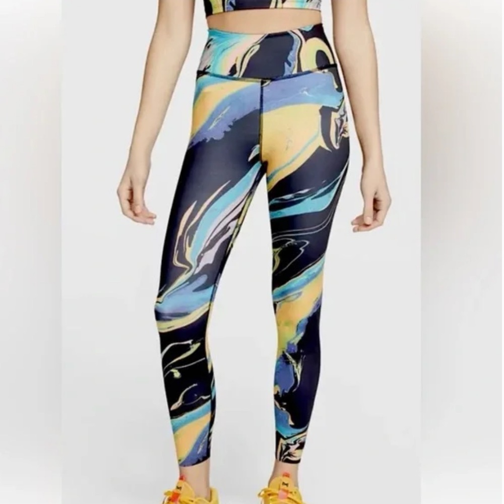 Nike One Luxe Aurora multicolor marble 7/8 length leggings - size XL